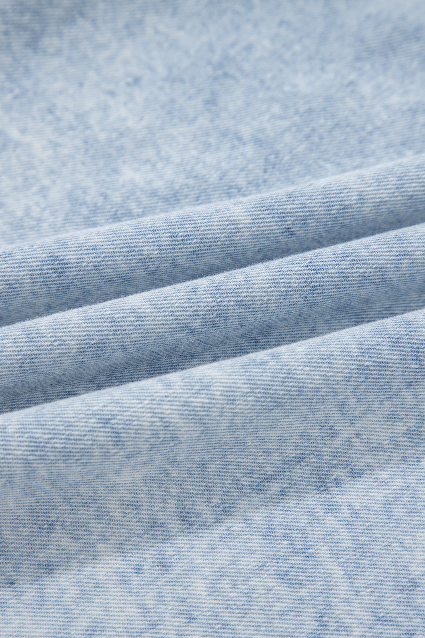 Beau Blue Ruffle Pleated Detail Vintage Washed Denim Top