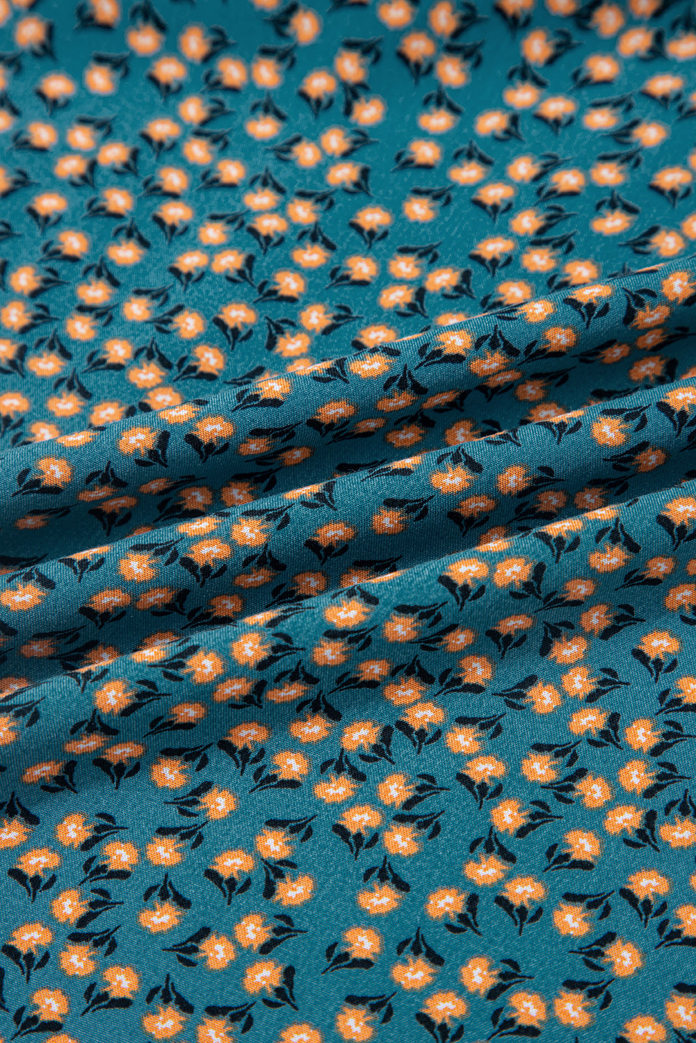 Green Floral Print Smocked High Waist Square Neck Jumpsuit