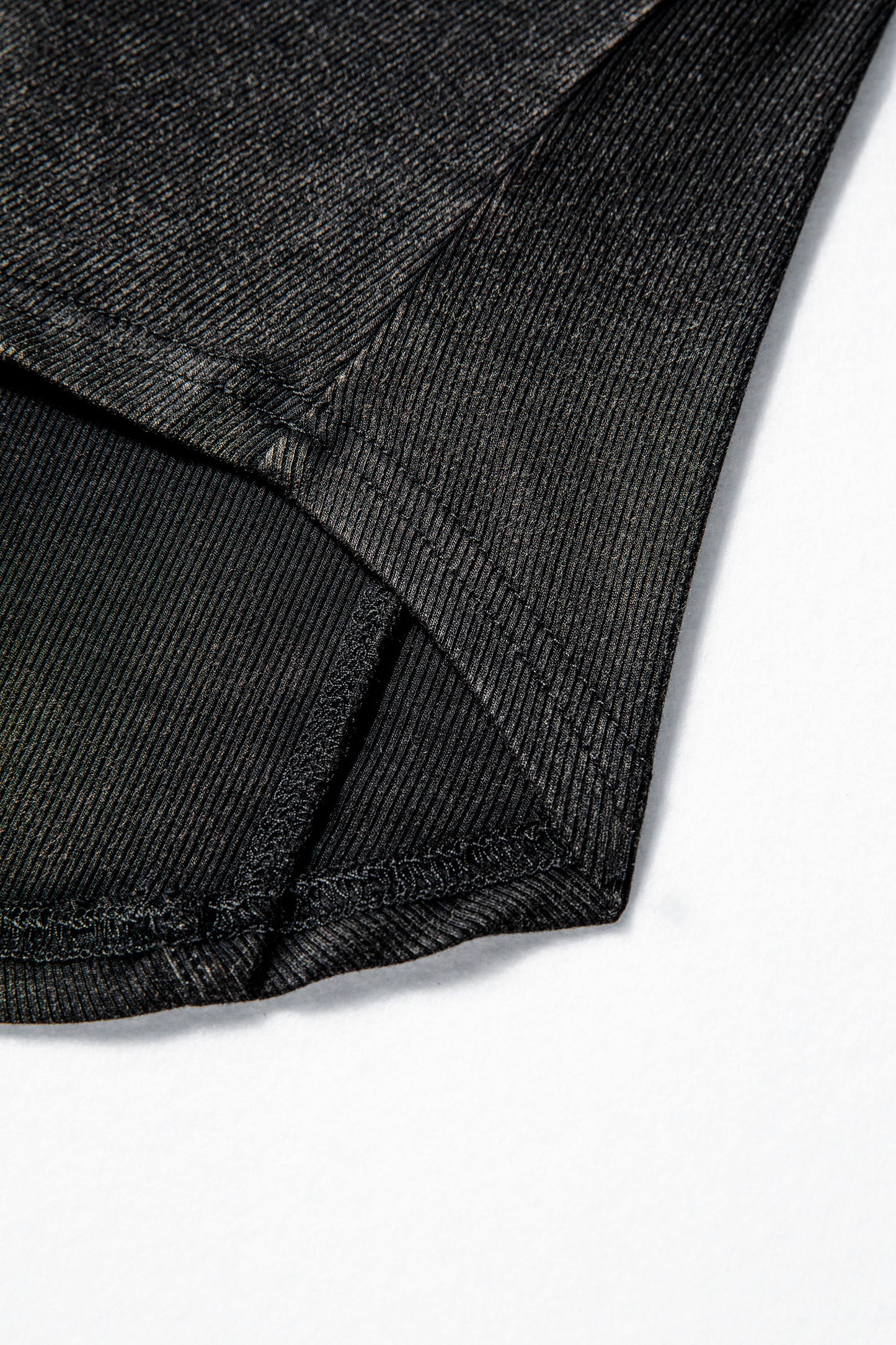 Coffee Exposed Seam Ribbed Long Sleeve Top