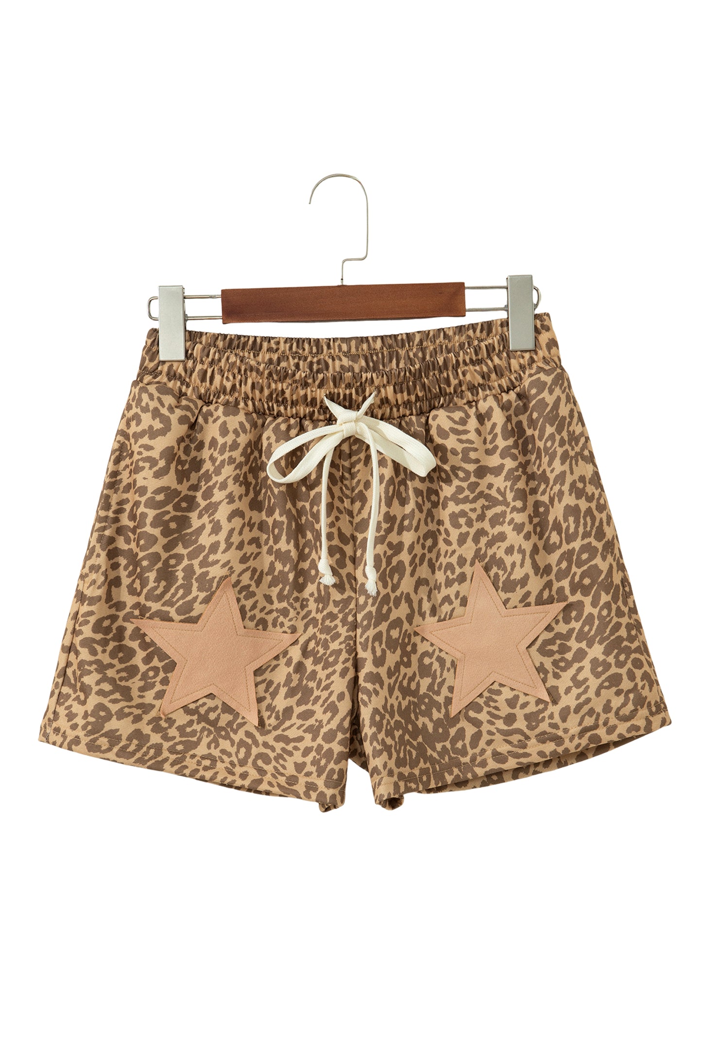 Leopard Stars Polyester Casual Shorts Western Shift