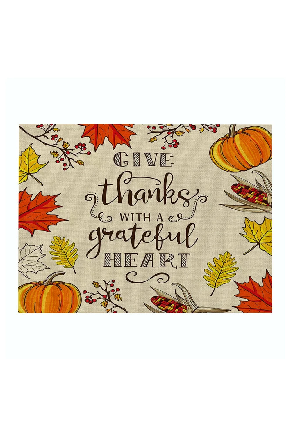 Orange Pumpkin Fall Leaf Thanksgiving Decorative Placemat
