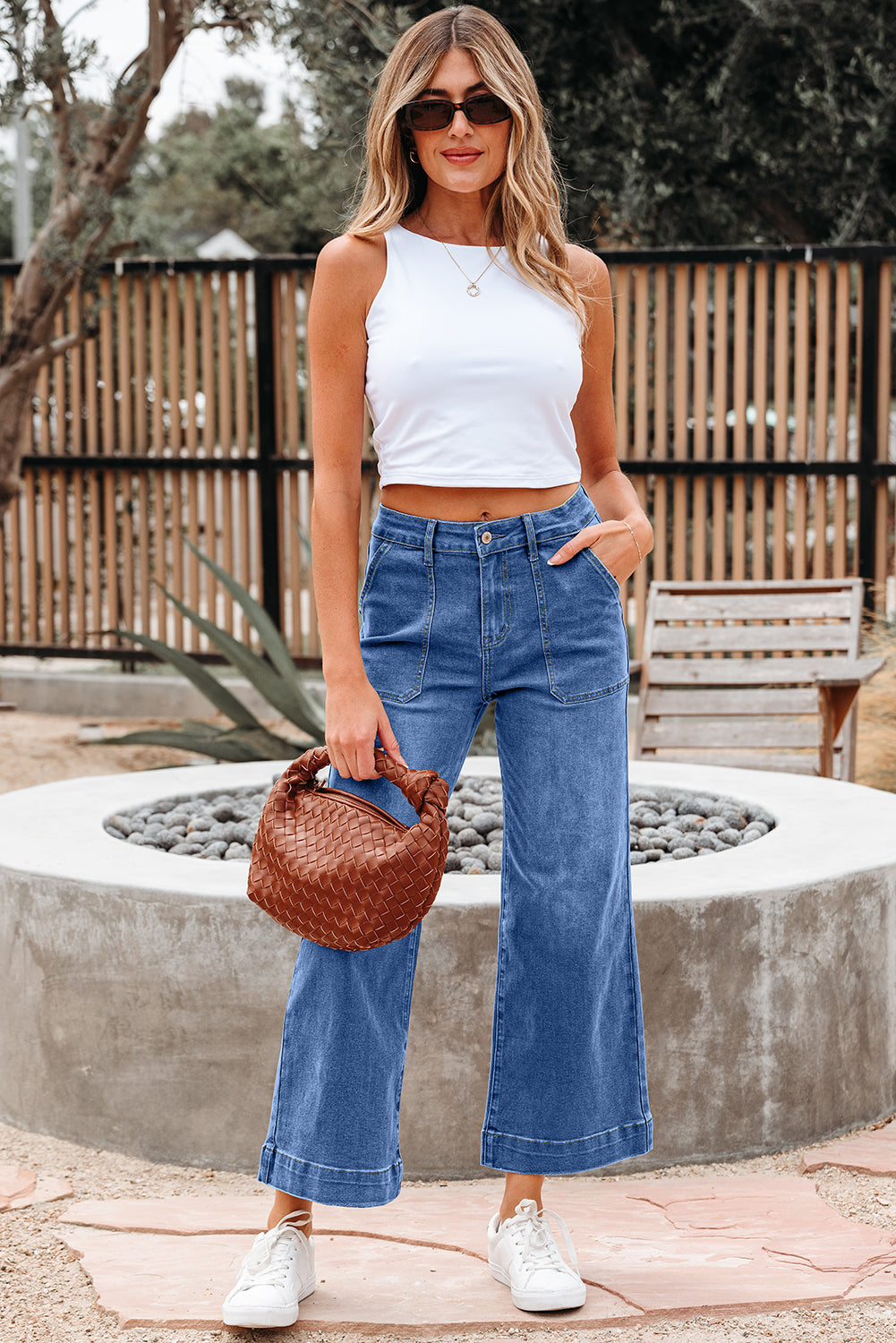Breen Cropped High Rise Wide Leg Jeans