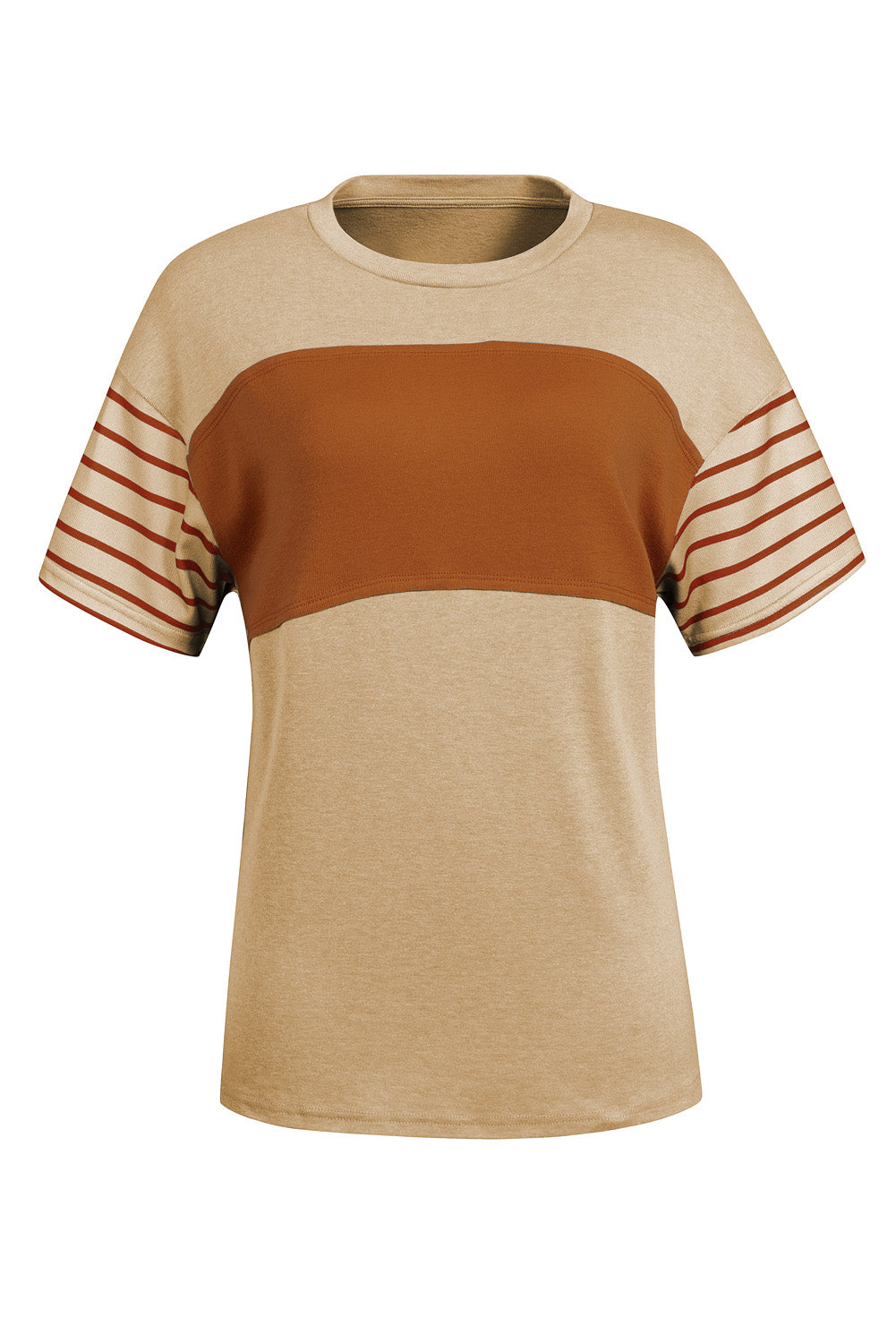 Laurel Green Color Block Striped Detail Loose T Shirt