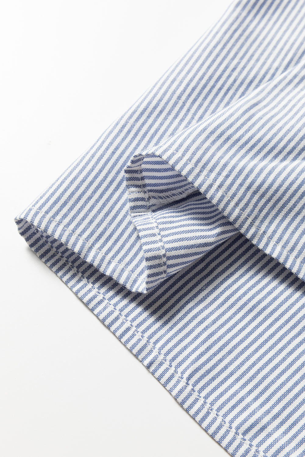 Sky Blue Stripe Patchwork Crossed Lace Detail Bracelet Sleeve Maxi Dress