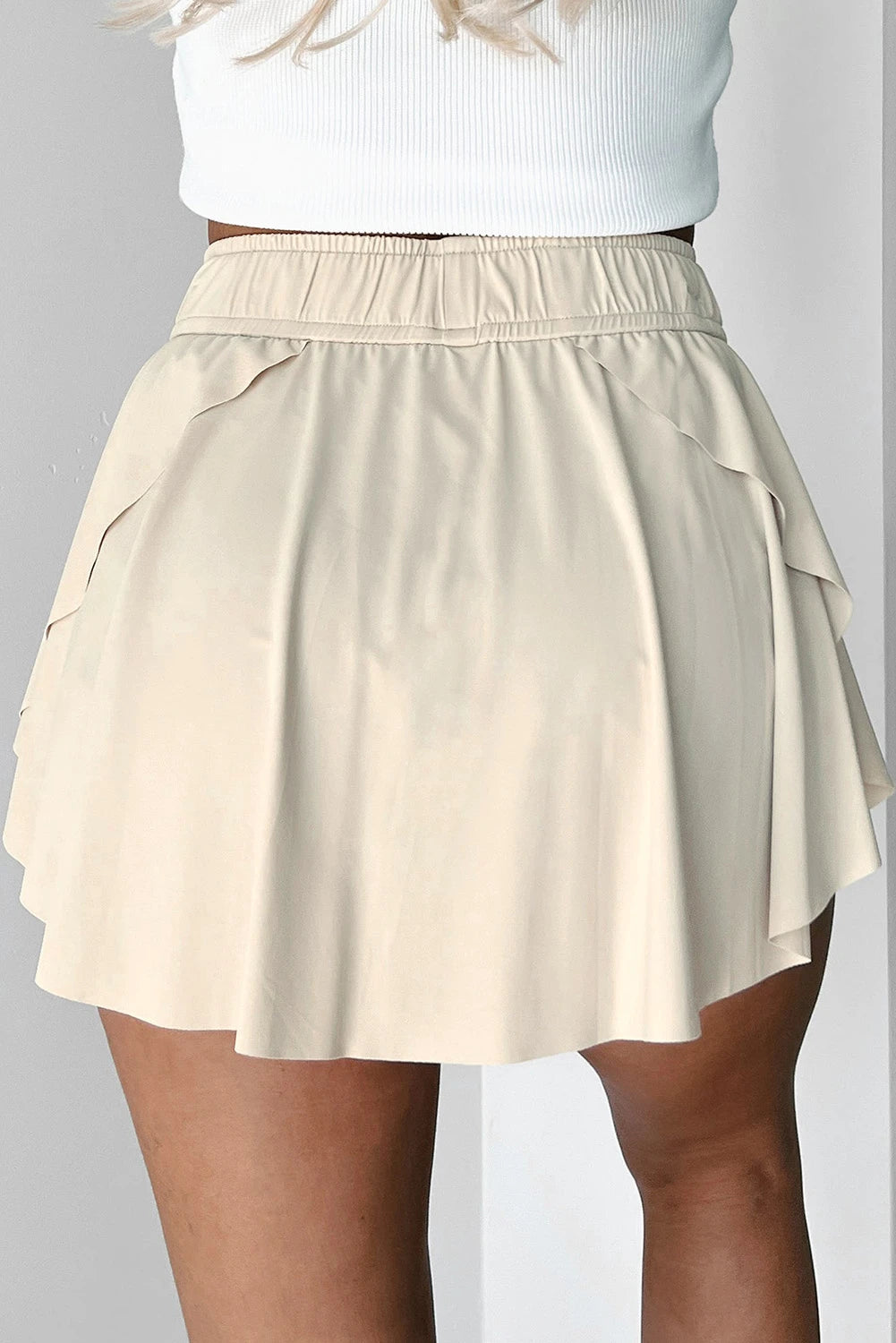 Bonbon Drawstring High Waist Lined Tennis Skorts