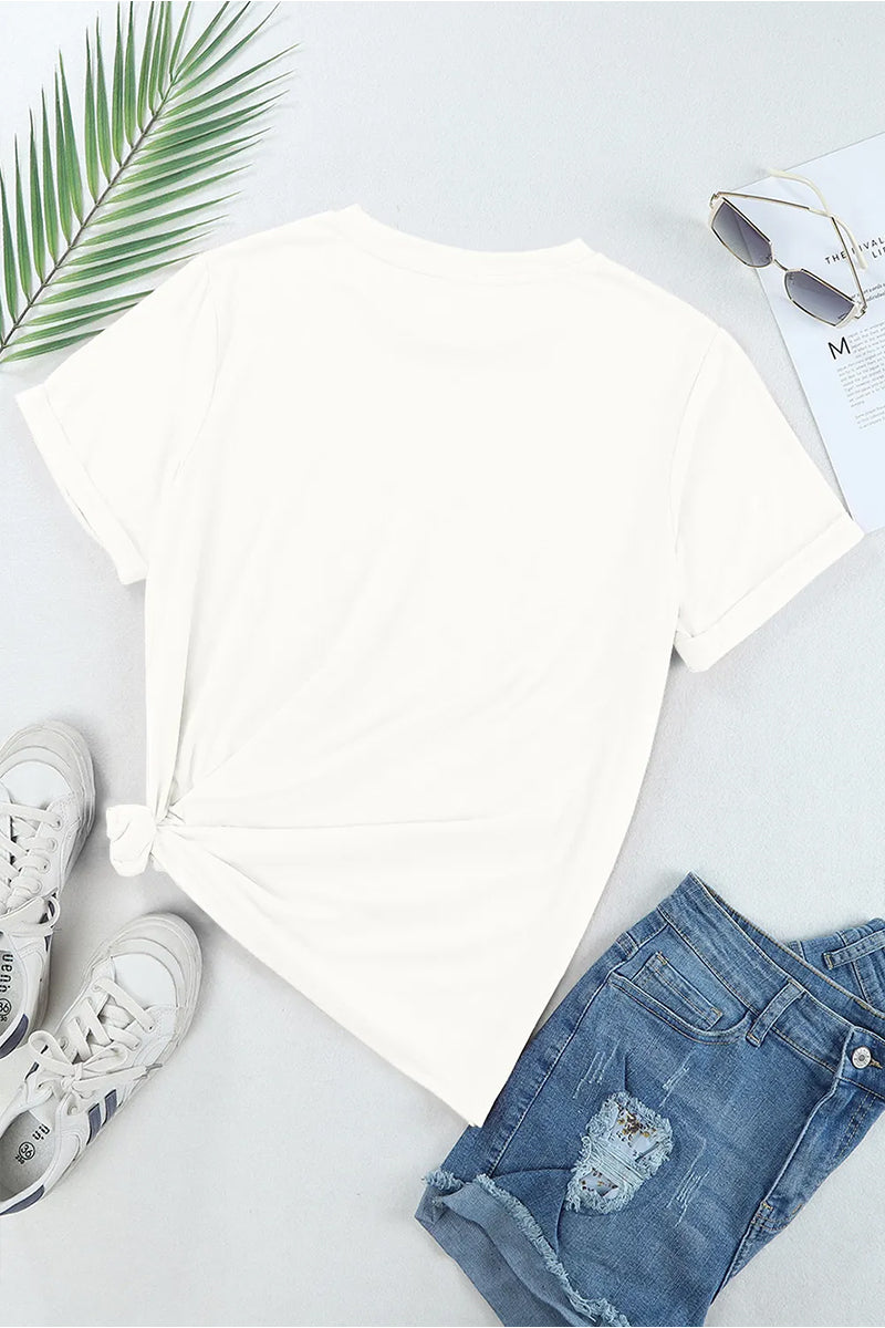 Heart American Flag Independence Day Short Sleeve Tee