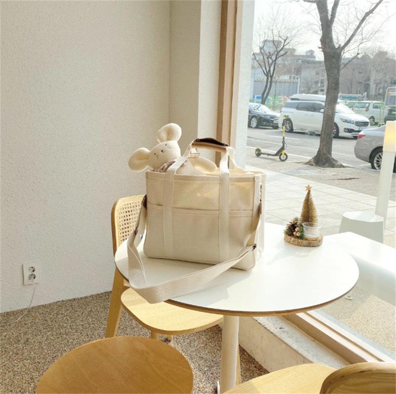 Canvas Multi Pocket Laptop Tote Crossbody Travel Bag