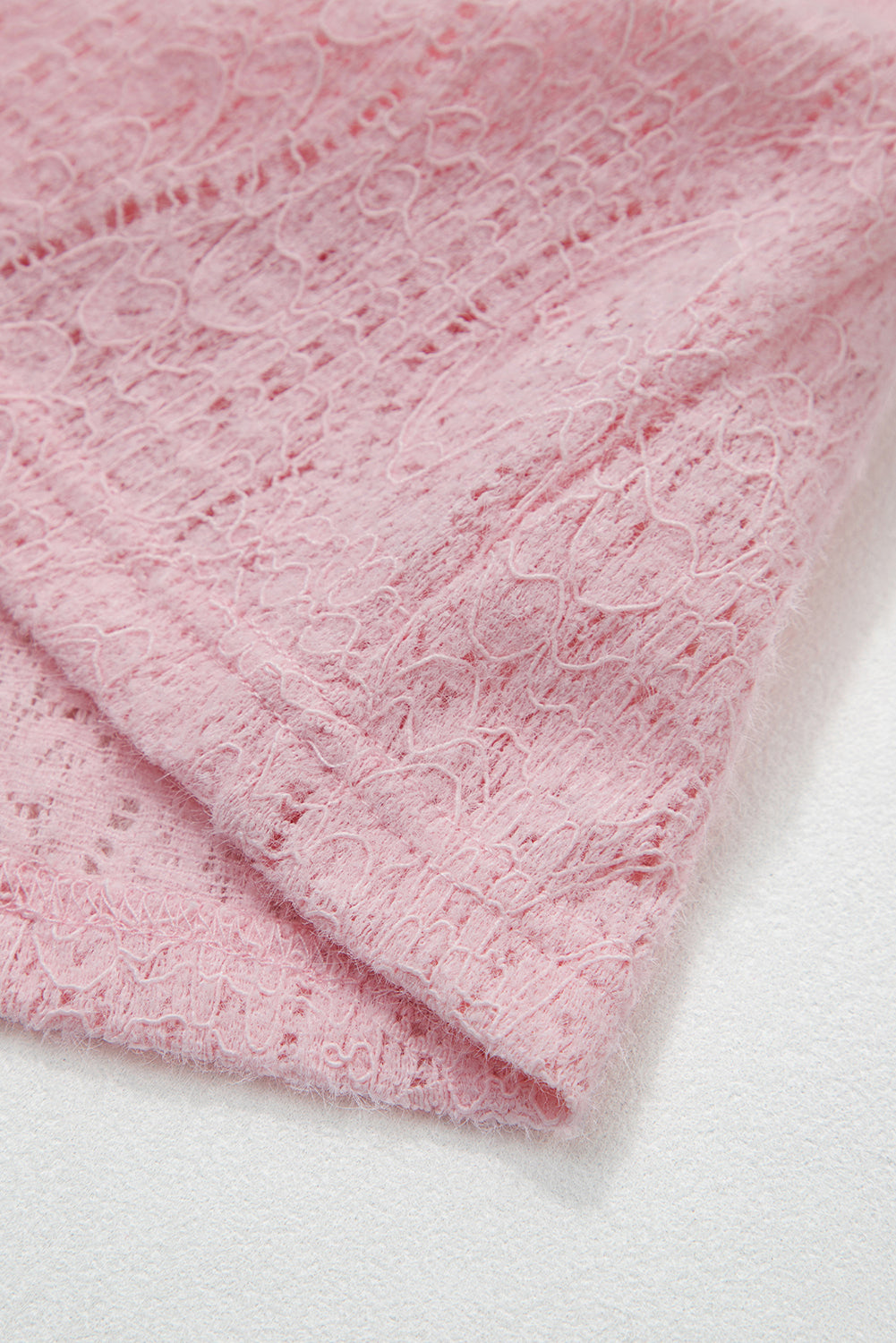 Jet Stream Semi Sheer Lace Long Sleeve Cropped Top