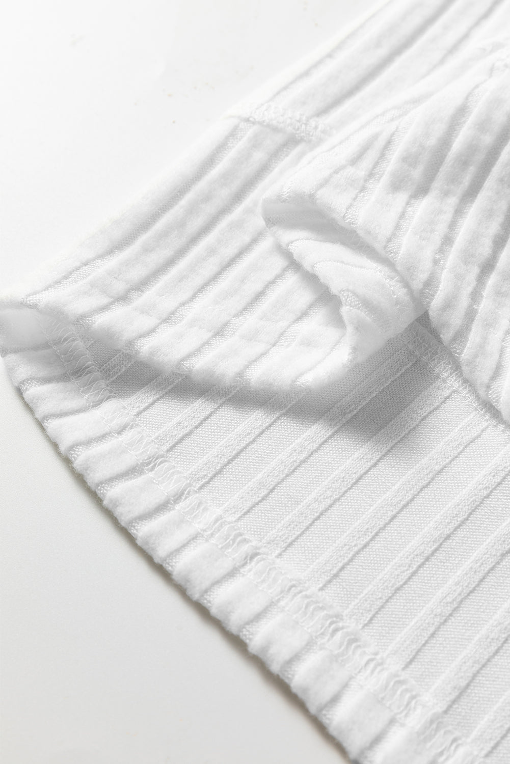 Black Ribbed Texture Round Neck Long Sleeve Rounded Hem Knit Top