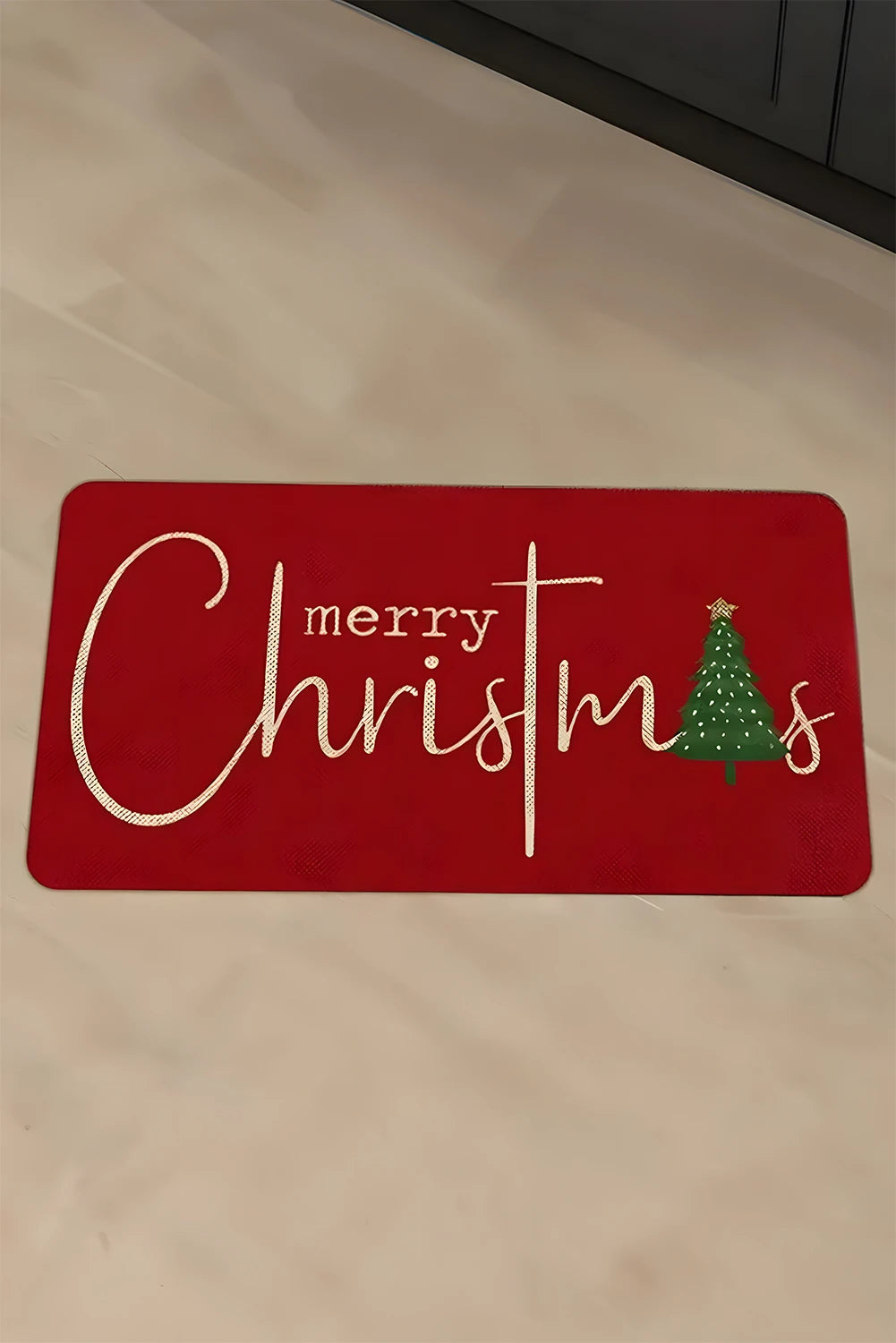 Fiery Red Merry Christmas Print Absorbency Entrance Mat