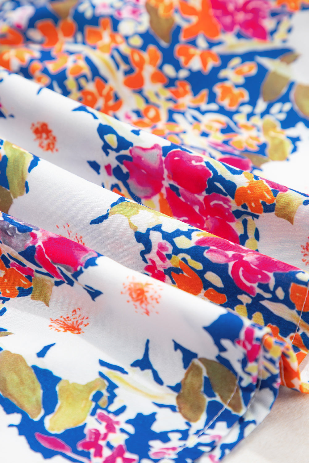 Green Floral Print Bow Applique Slit Sleeveless Peplum Blouse