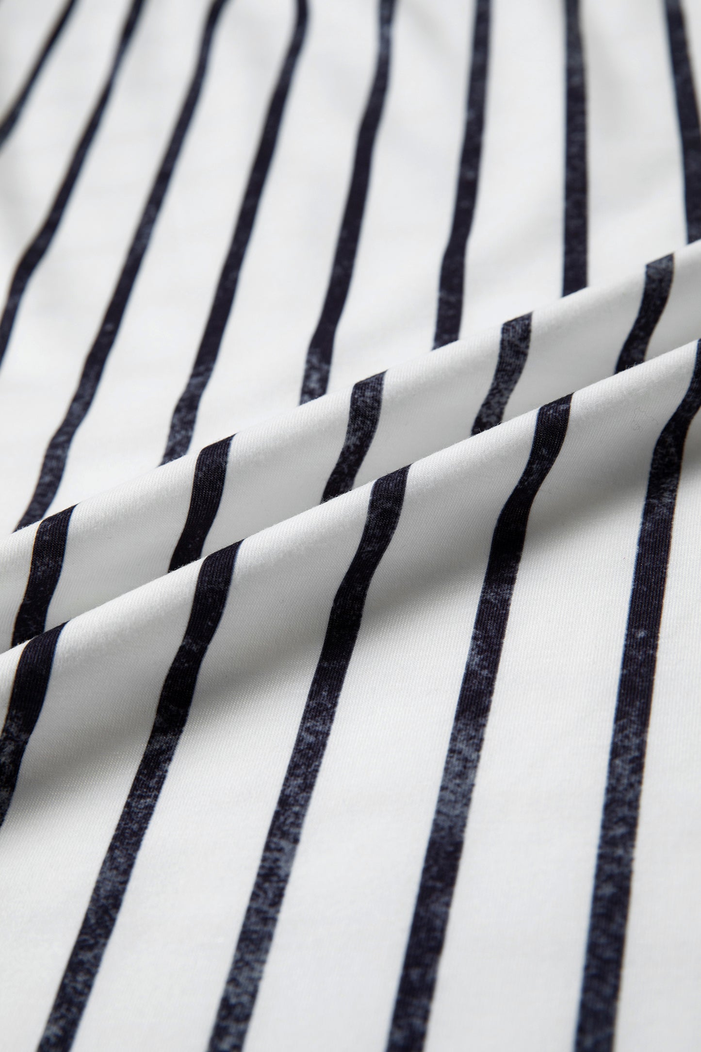 Khaki Stripe Colorblock 3/4 Sleeve Loose T Shirt