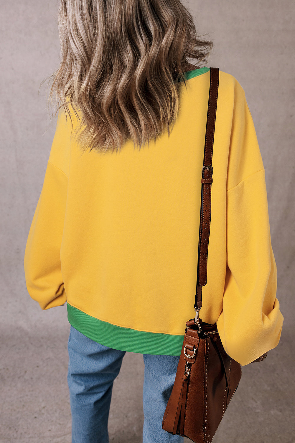 Block Patch Drop Shoulder Oversized Sweatshirt