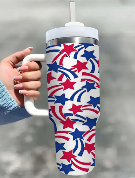White American Stars Print Large Tumbler 40oz