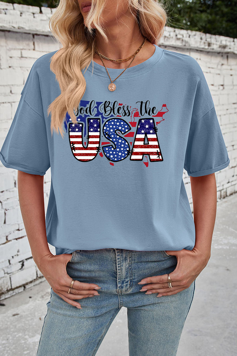 USA Flag Cotton Tee Oversized Casual Patriotic
