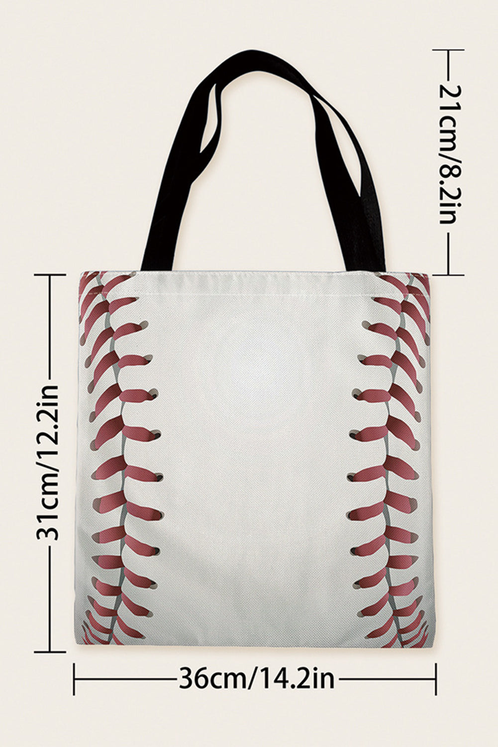 Baseball Print Canvas Tote Bag