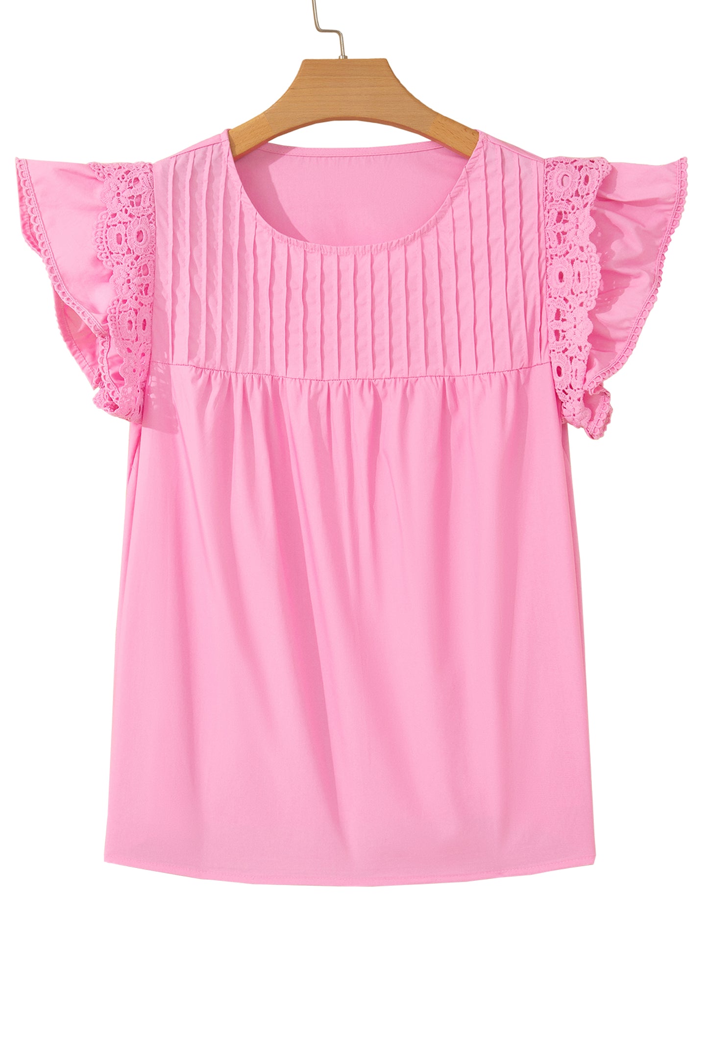 Lace Flutter Sleeve Blouse Lyocell Boutique Summer Top