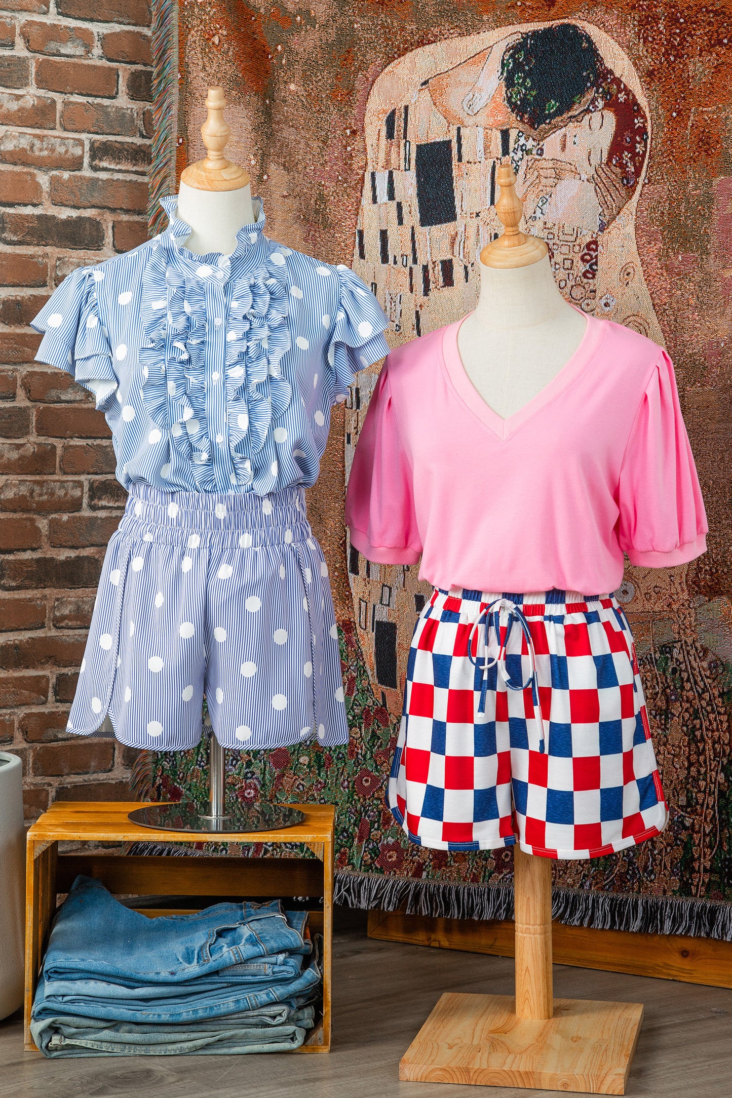 Polka Dot Polyester Shorts Casual Summer Beachwear