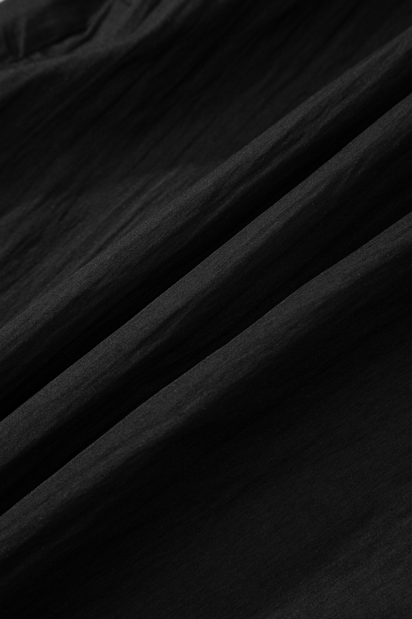 Black Contrast Trim Dual Ruffle Short Sleeve Textured Blouse