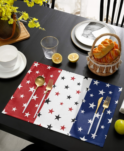 Dark Blue American Flag Star Print Reusable Placemat