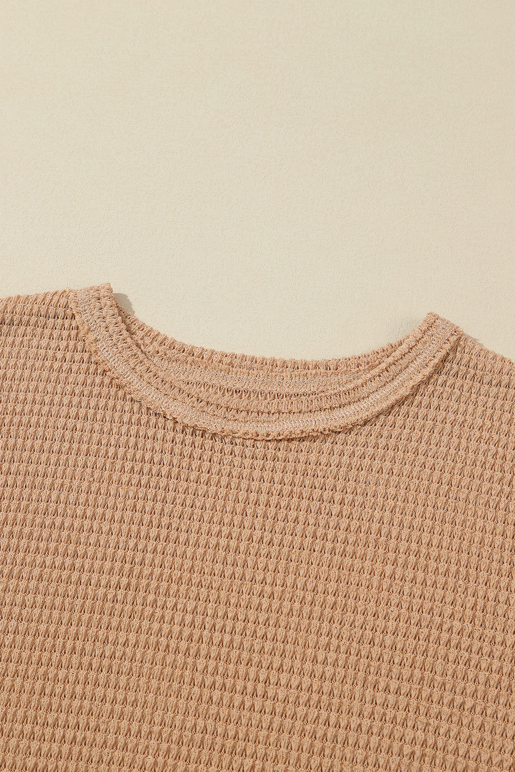 Waffle Knit High Slits Oversized Top