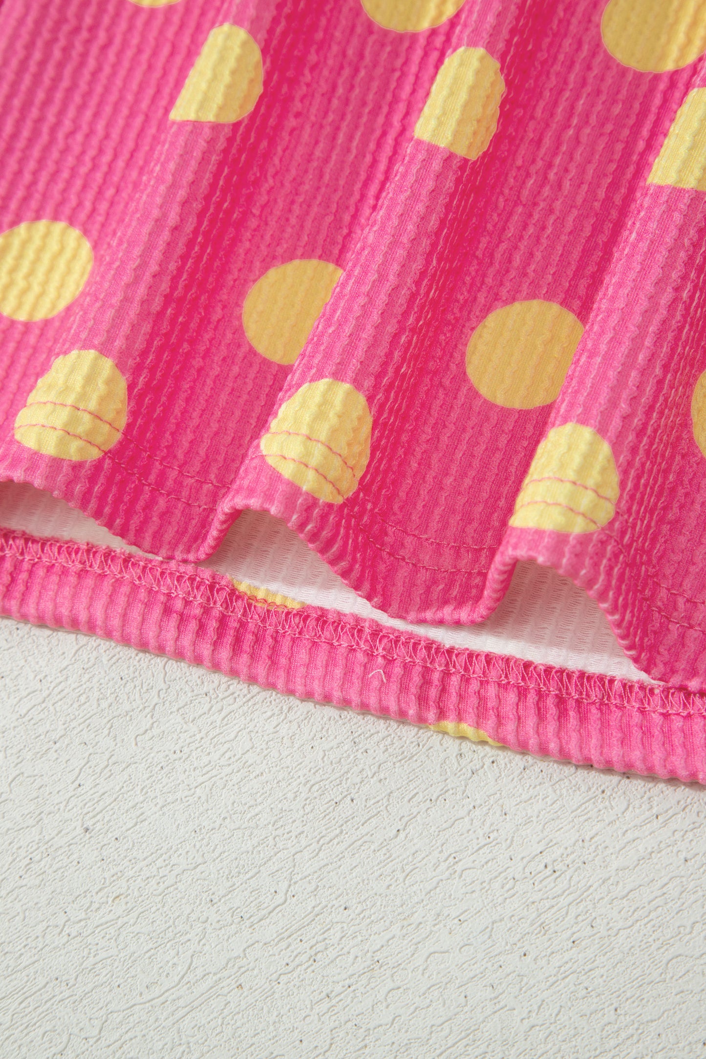 Polka Dot Waffle Knit Plus Size Pocket Top