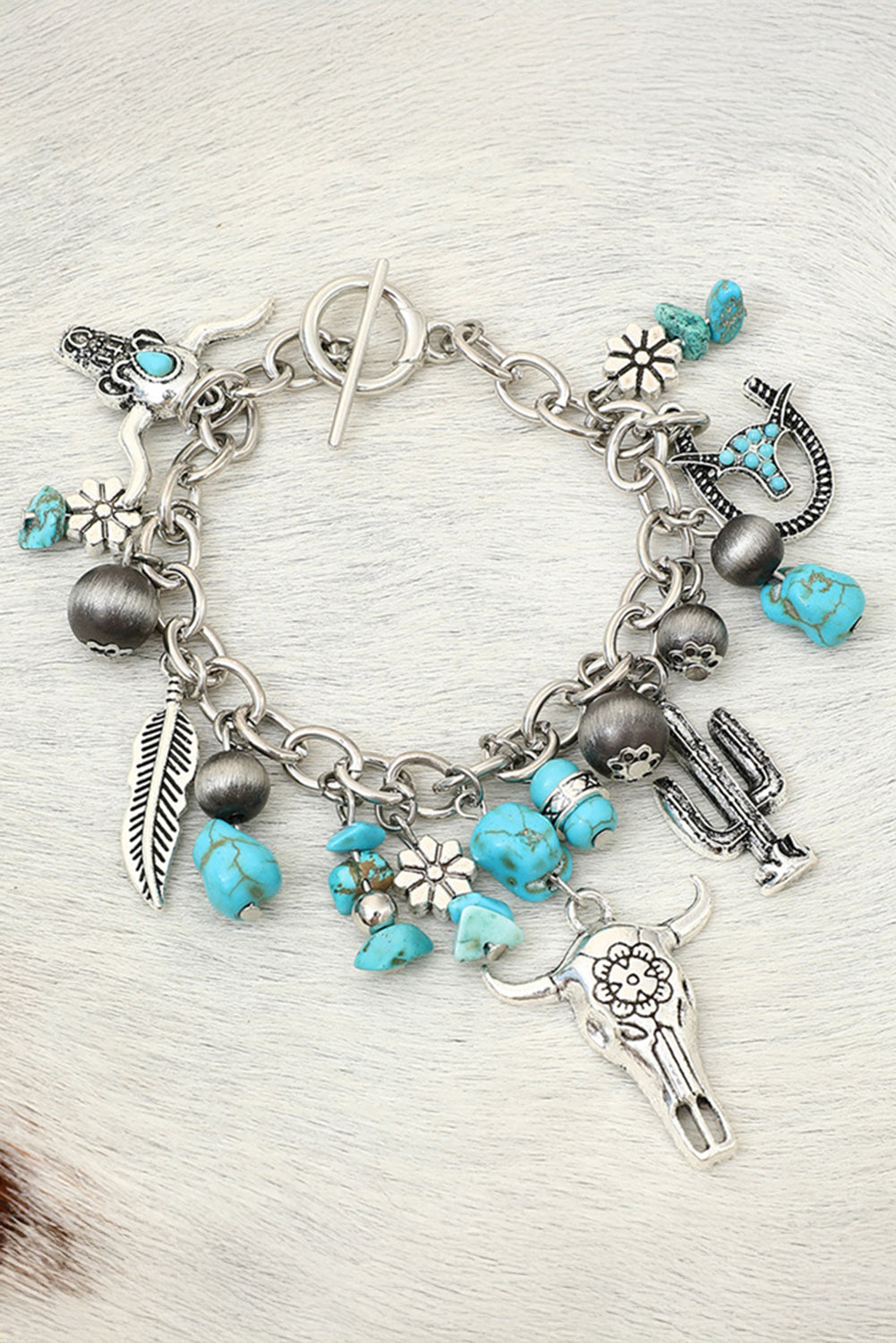 Light Blue Western Turquoise Beaded Multi Layered Anklet