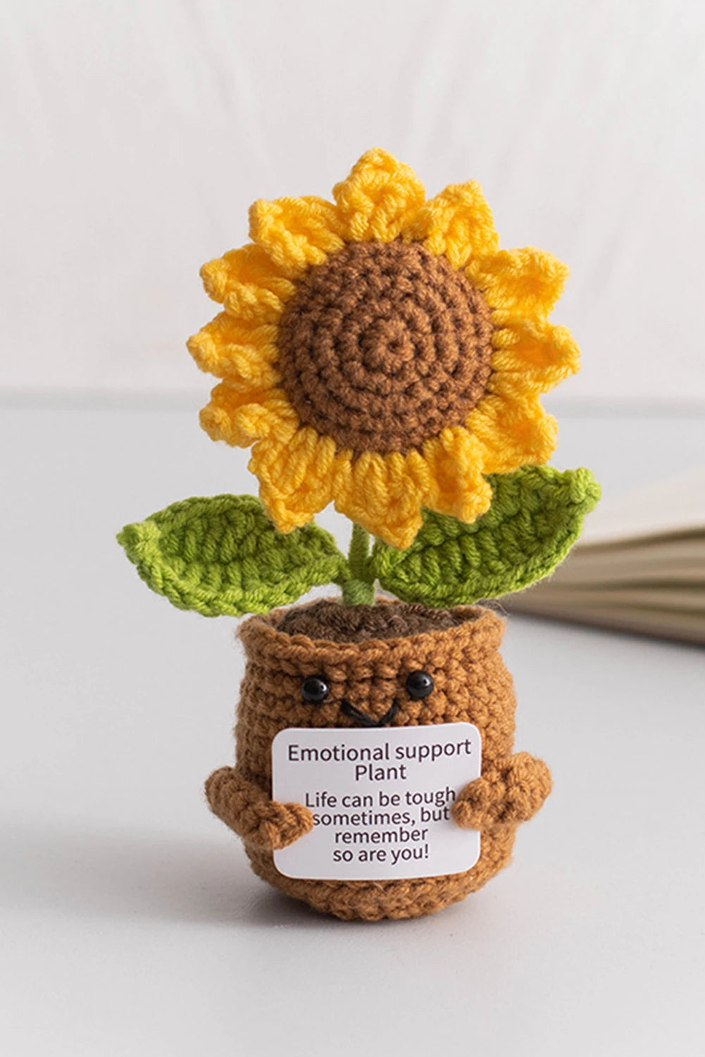 Coffee Handmade Crochet Flower Pot Emotional Support Decoration with Organic Size Variations