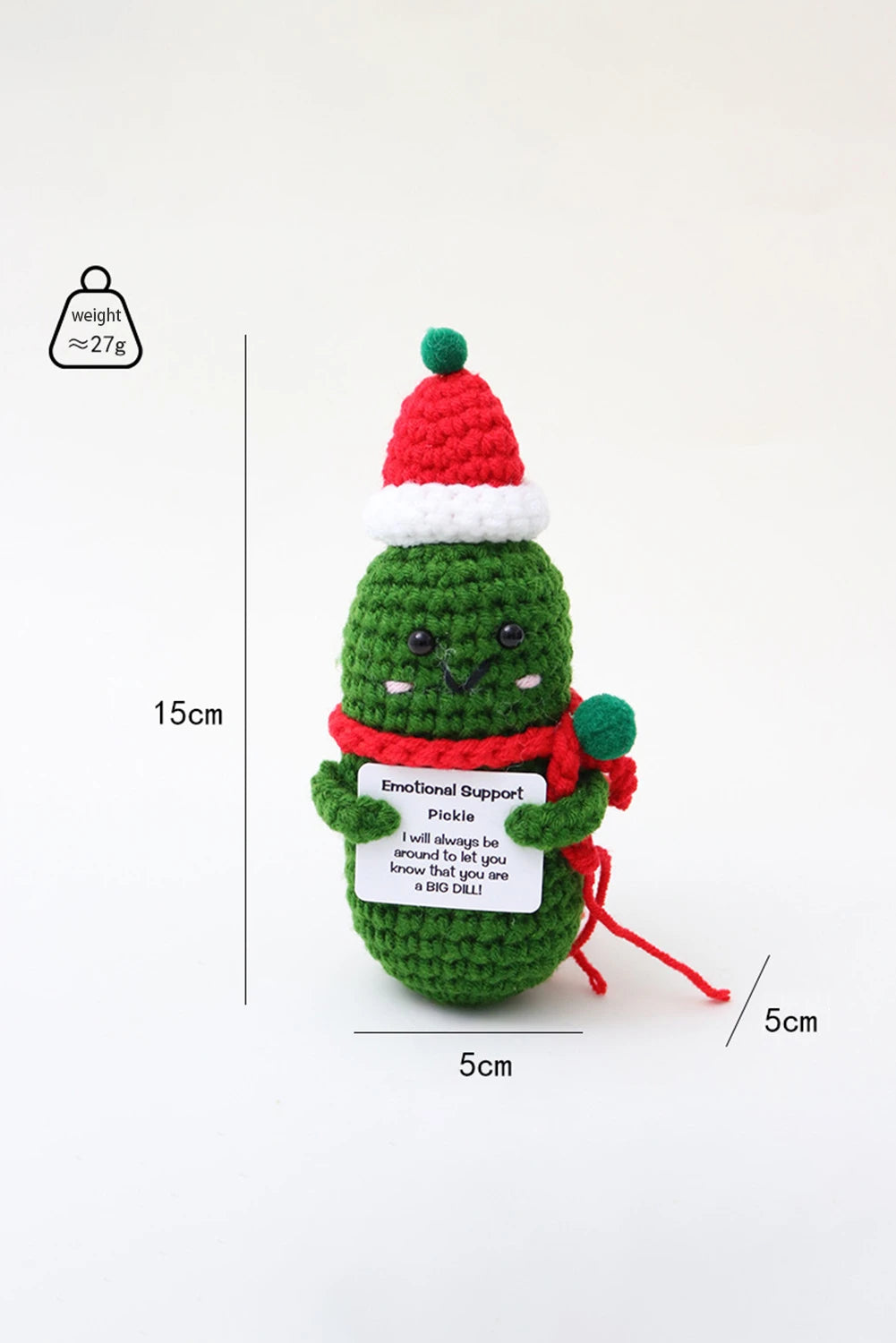 Dark Green Handmade Crochet Christmas Pickle Emotional Support Home Decoration