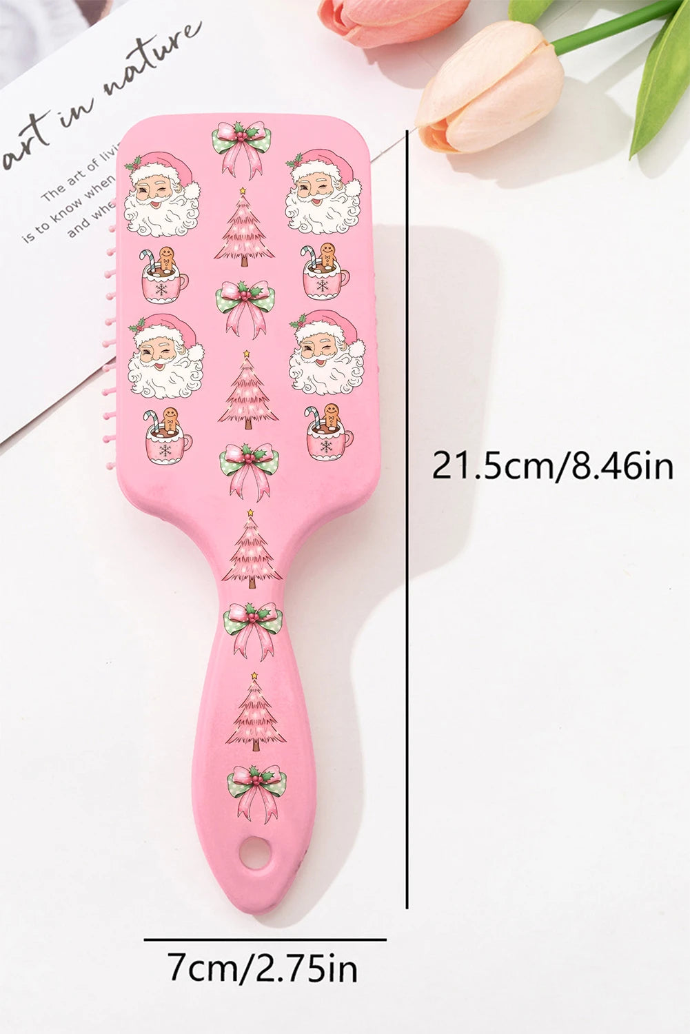 Pink Sweet Santa Christmas Elements Printed Air Cushion Comb