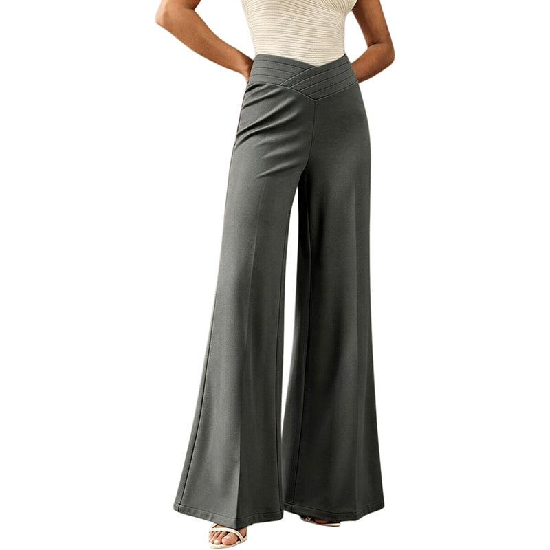 High Waisted Crossover Flare Pants Women Wide Leg Trousers