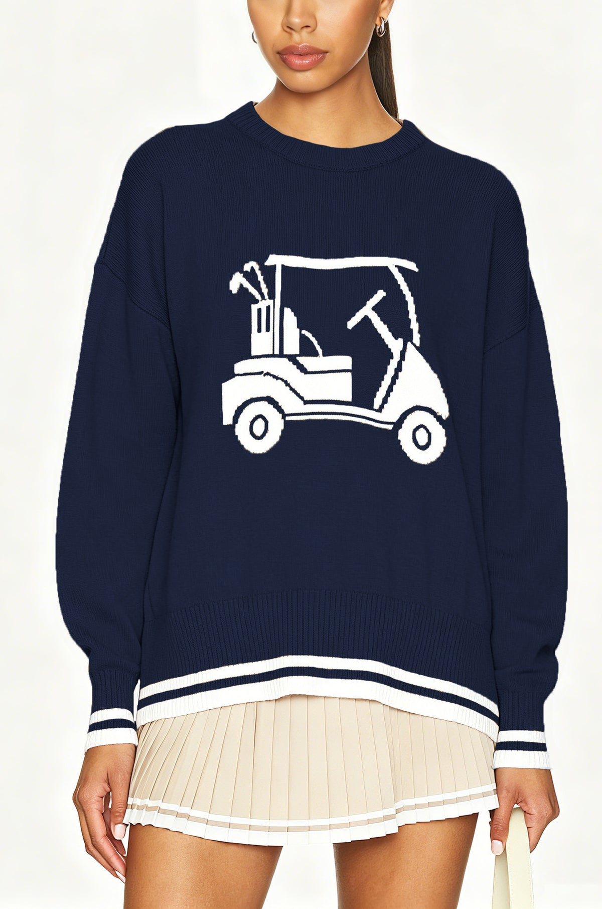Women's Oversized Golf Cart Crew Neck Sweater
