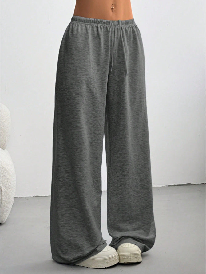 Drawstring Elastic Waist Wide Leg Casual Pants