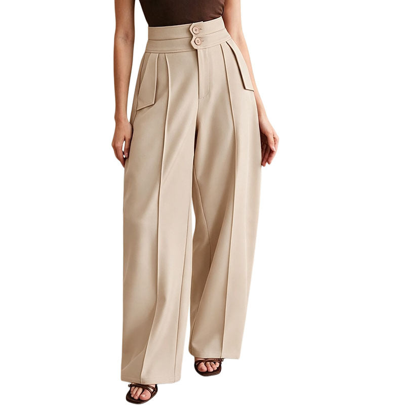 Women's High Waisted Wide Leg Curved Pants Casual Trousers