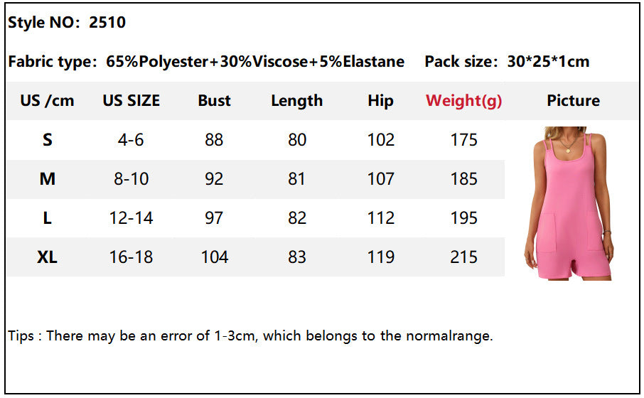 Women's Casual Sleeveless Loose Fit Romper with Pockets