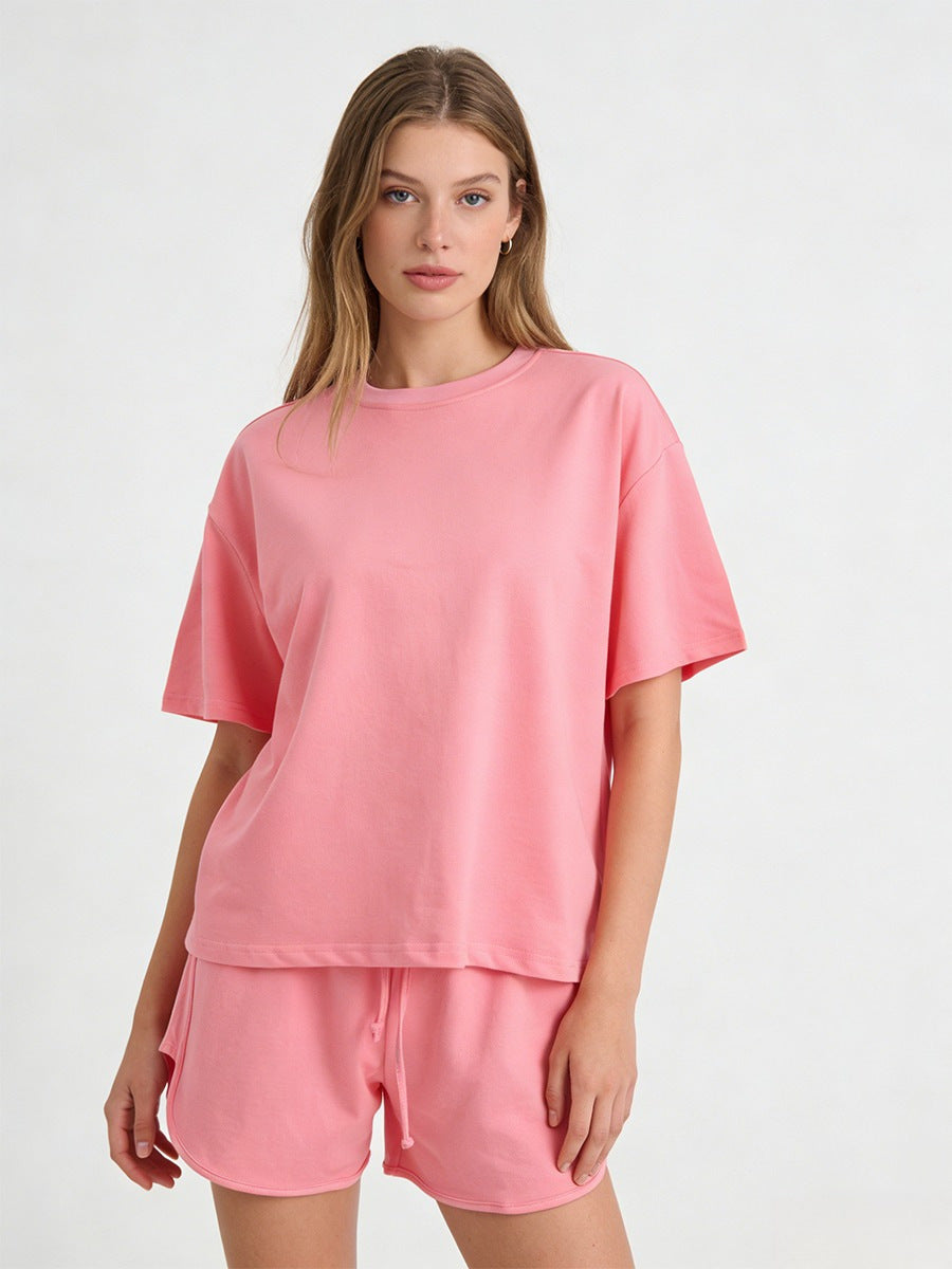 Two Piece Shorts Set, Oversized Tee & Drawstring Shorts