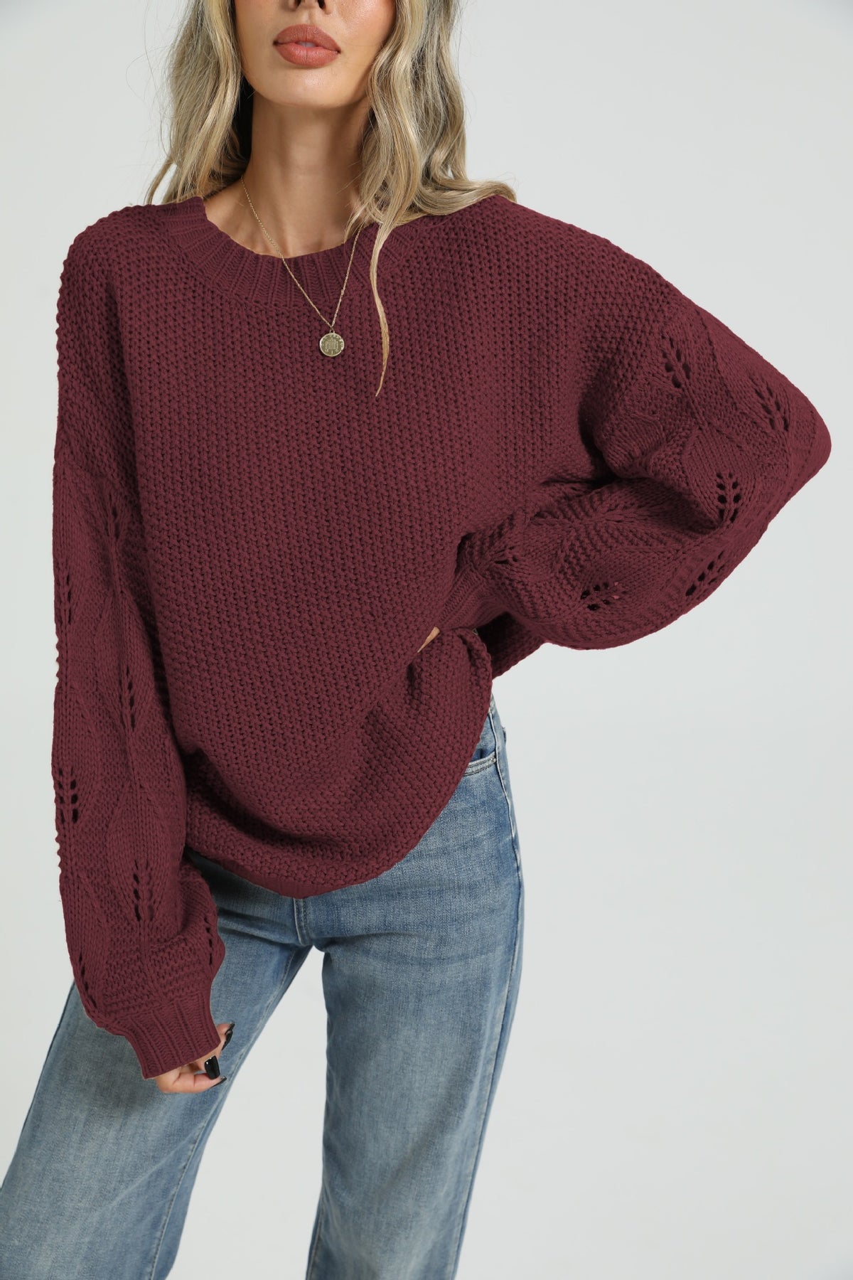 Women's Oversized Chunky Knit Crew Neck Pullover Sweater