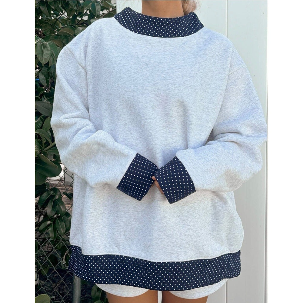 Polka Dot Sweatshirt Oversized Layered Casual Top