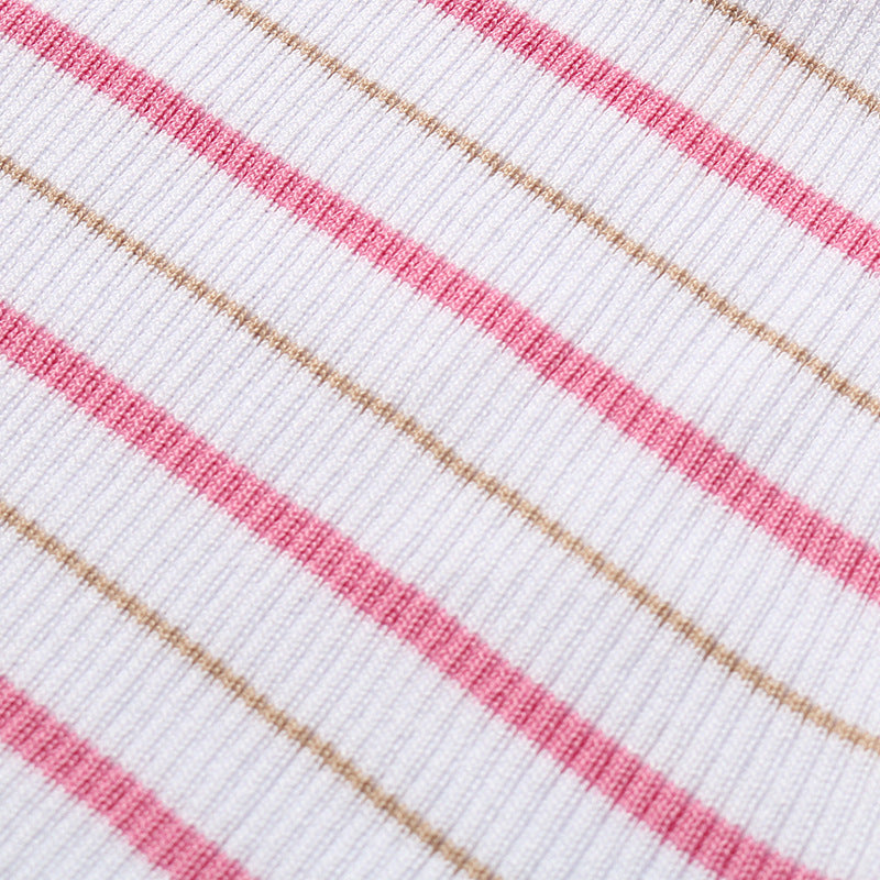 Striped Tube Top Smocked Strapless Crop Top