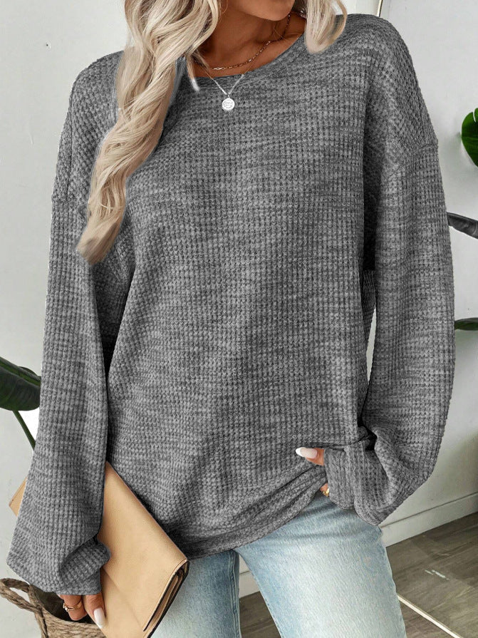 Women's Oversized Waffle Knit Ombre Long Sleeve Top