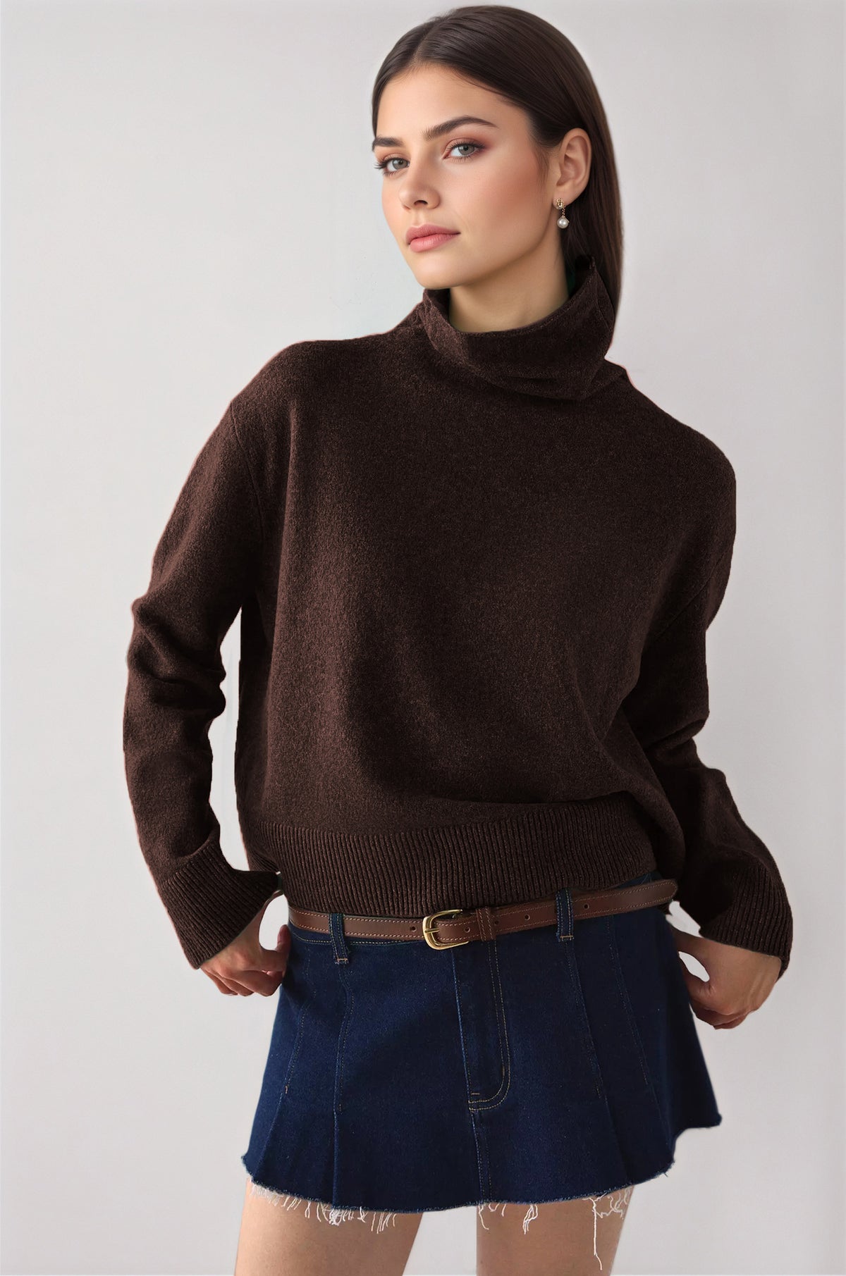 Women's Turtleneck Sweater Long Sleeve Knit Pullover