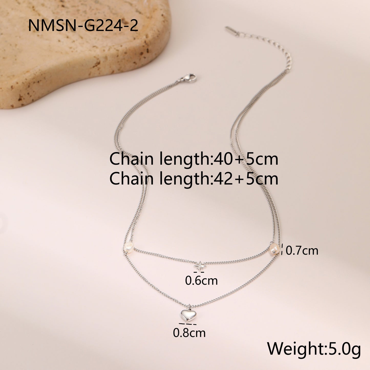 18K Gold Plated Layered Heart Pendant Dainty Necklace