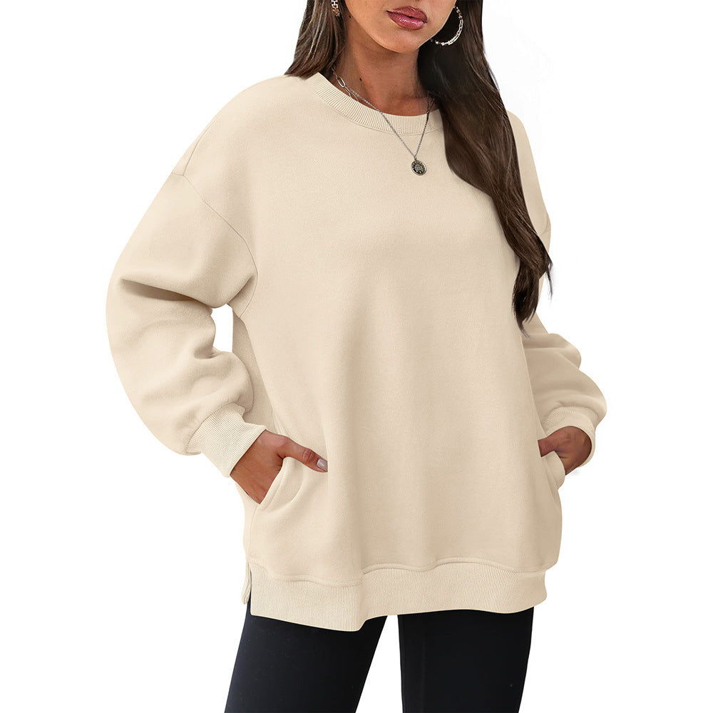 Oversized Crewneck Pullover Sweatshirt with Pockets