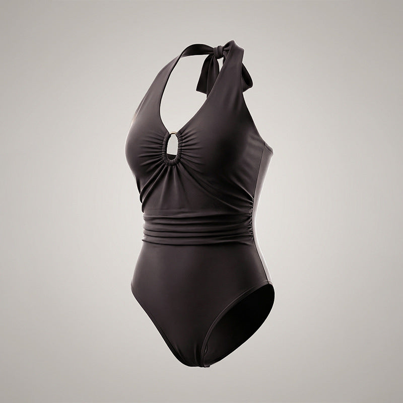 Women Halter Neck One Piece Bodysuit Sexy Slim Fit Swimsuit
