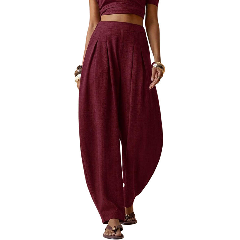 Women's High Waisted Linen Balloon Pants
