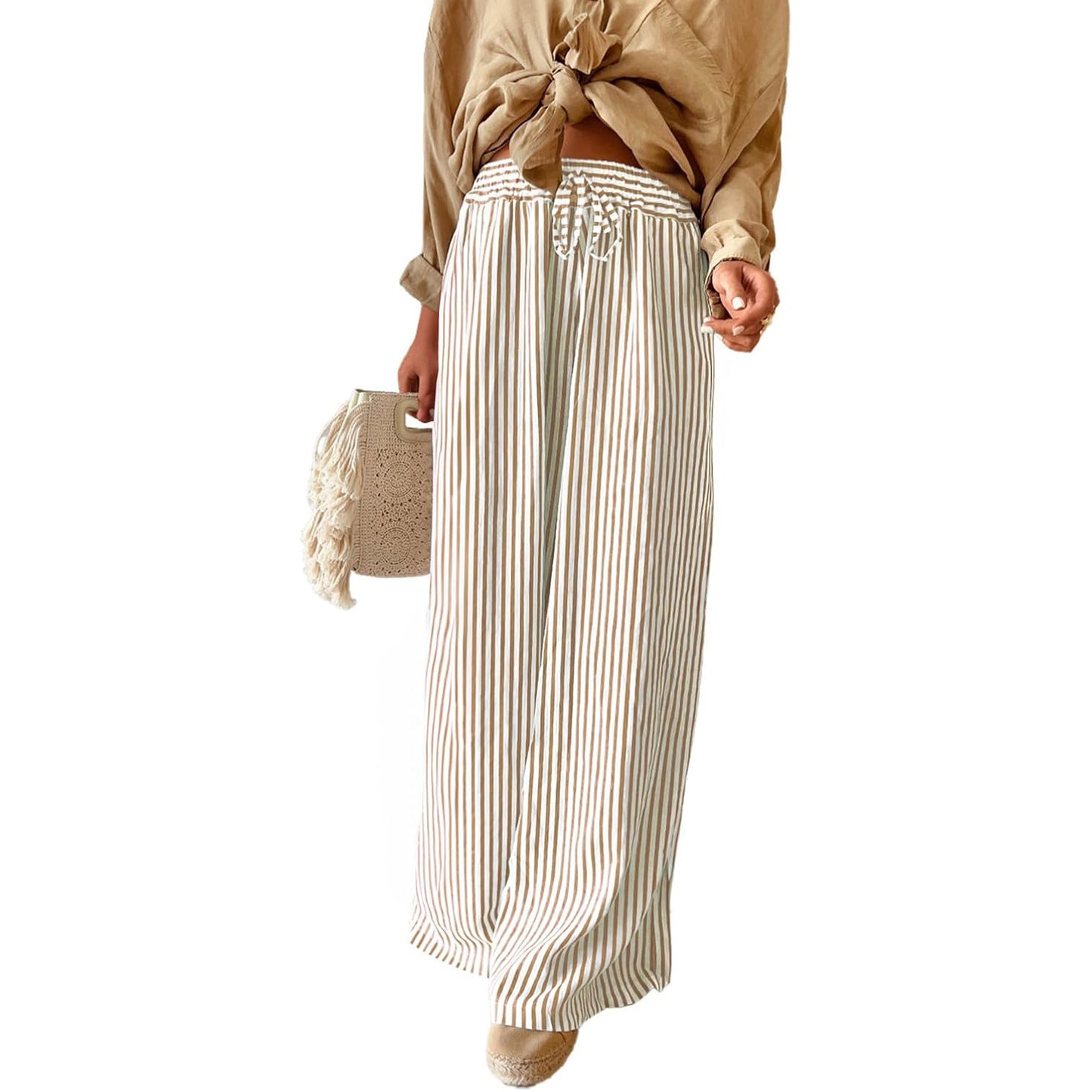 Striped Wide Leg Pants Casual Boho Trendy