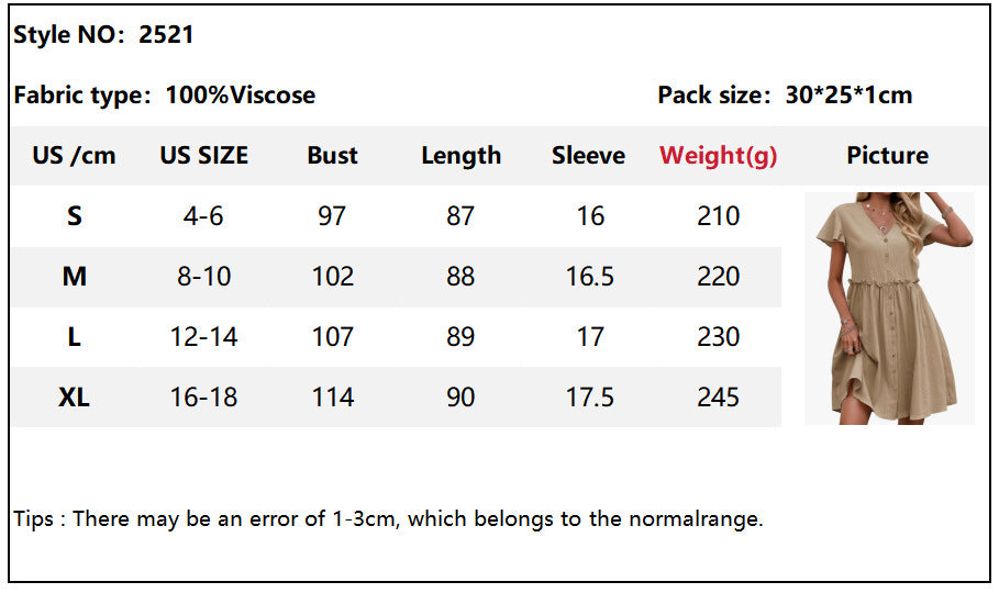 2025 Summer V-Neck Short Sleeve Ruffle Dresses for Women