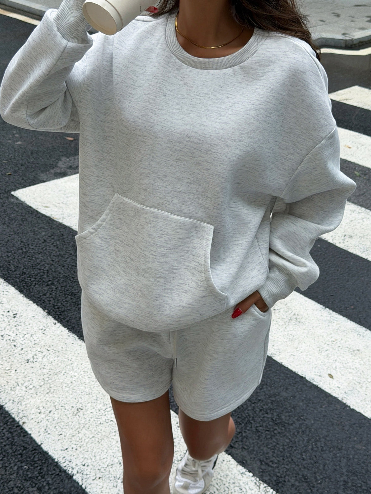 Women's Oversized Sweatshirt & Shorts Matching Set
