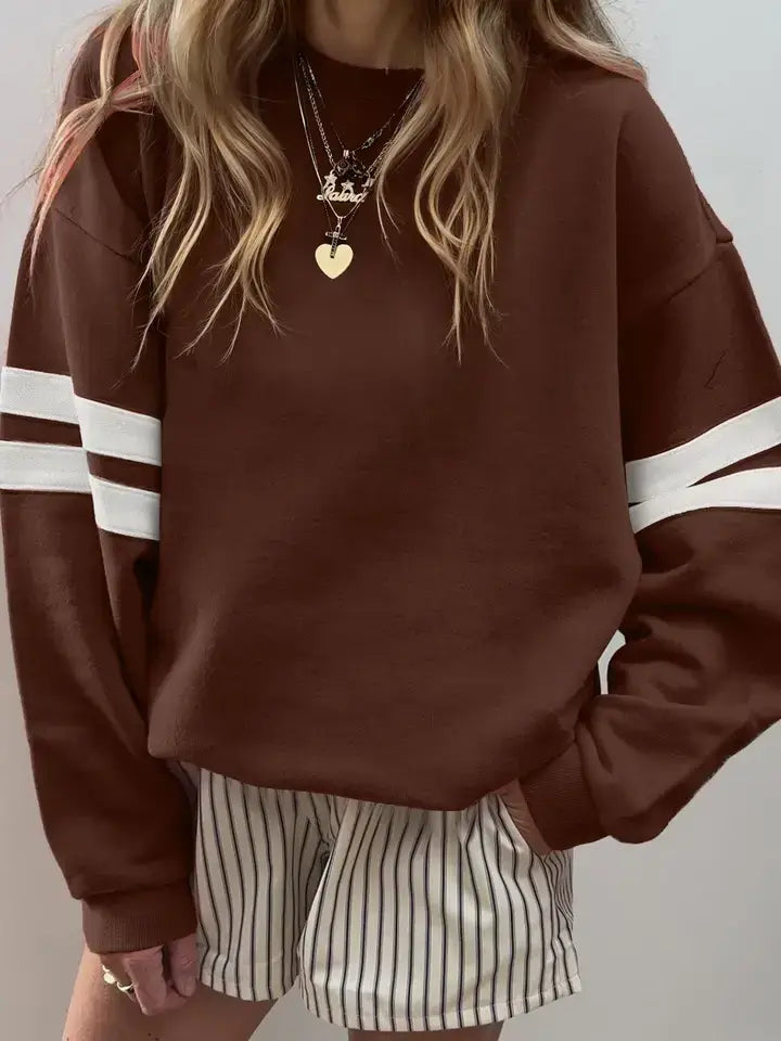Evergreen Varsity Striped Detail Drop Shoulder Oversized Sweatshirt