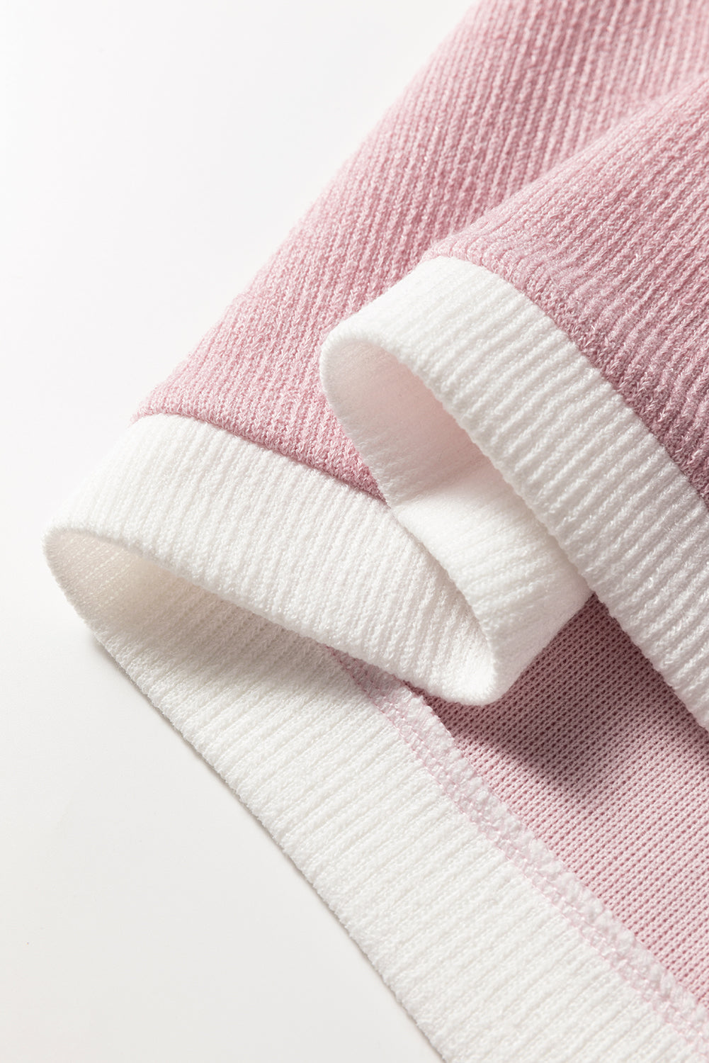 Beige Contrast Color Trim Knit Drop Shoulder Loose Top